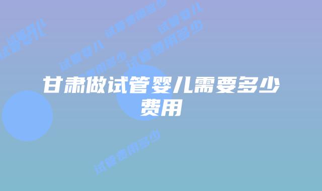 甘肃做试管婴儿需要多少费用