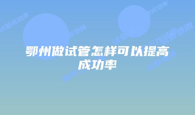 鄂州做试管怎样可以提高成功率