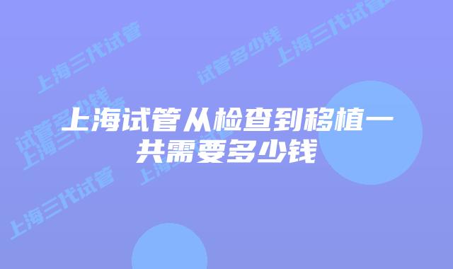 上海试管从检查到移植一共需要多少钱