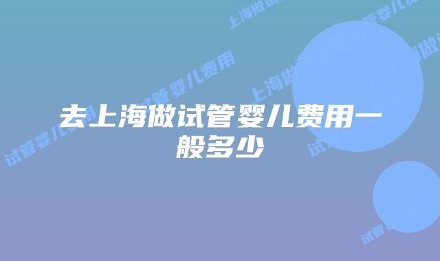 去上海做试管婴儿费用一般多少