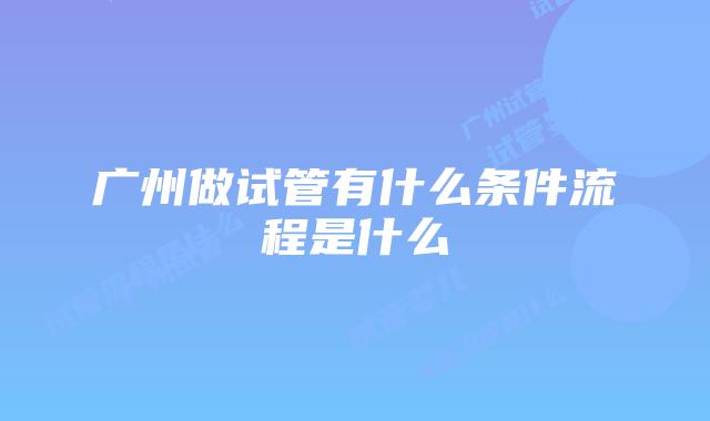 广州做试管有什么条件流程是什么