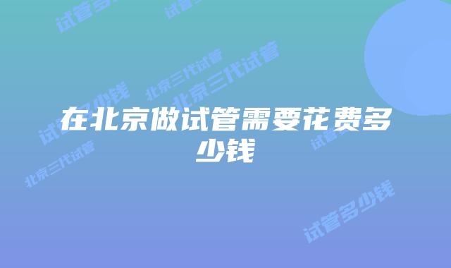 在北京做试管需要花费多少钱