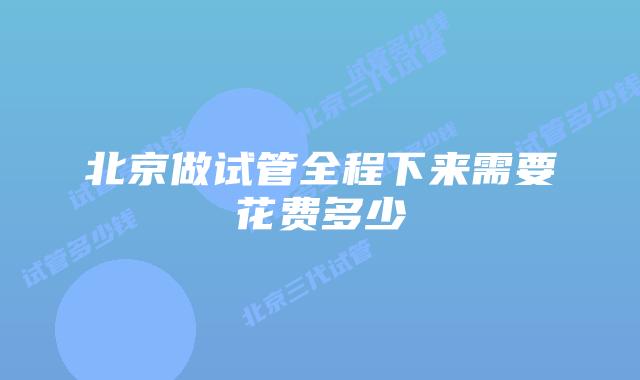 北京做试管全程下来需要花费多少