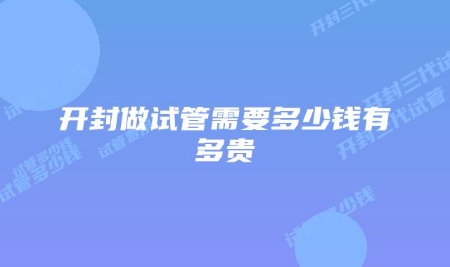 开封做试管需要多少钱有多贵