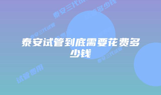 泰安试管到底需要花费多少钱