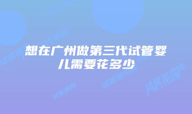 想在广州做第三代试管婴儿需要花多少