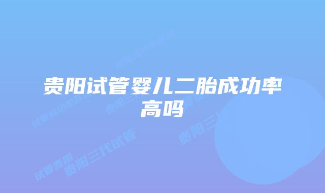 贵阳试管婴儿二胎成功率高吗
