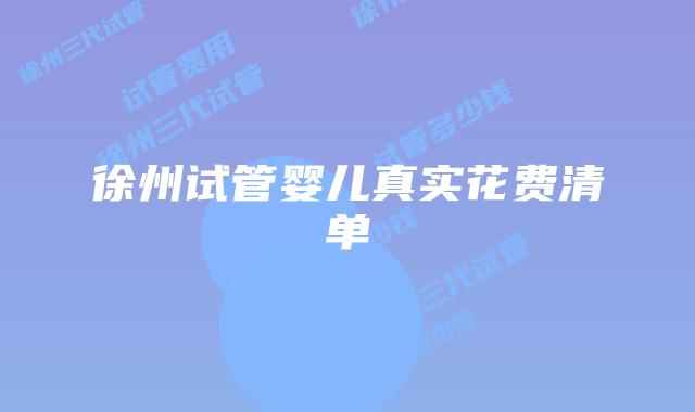徐州试管婴儿真实花费清单