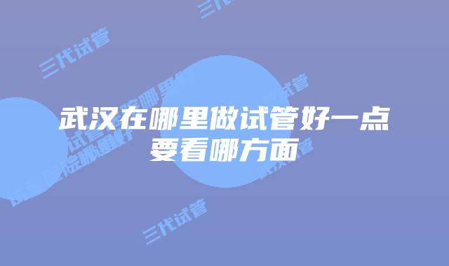 武汉在哪里做试管好一点要看哪方面