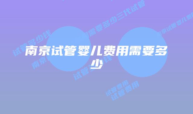 南京试管婴儿费用需要多少