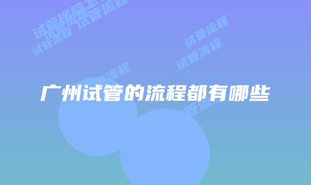 广州试管的流程都有哪些
