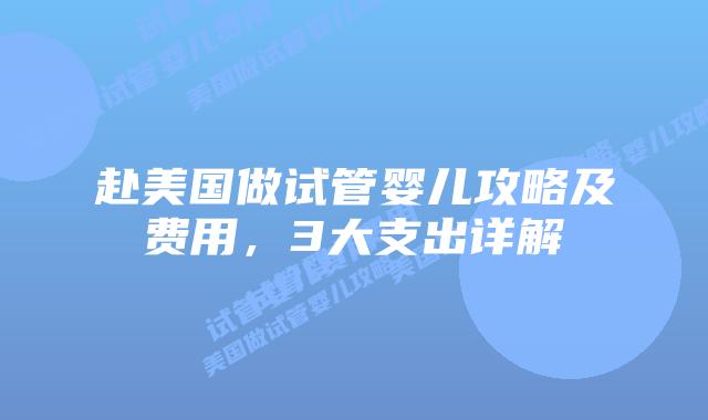 赴美国做试管婴儿攻略及费用，3大支出详解