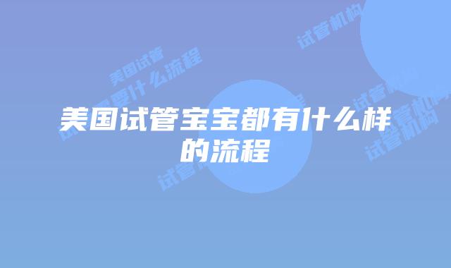 美国试管宝宝都有什么样的流程
