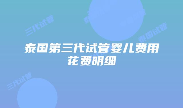 泰国第三代试管婴儿费用花费明细