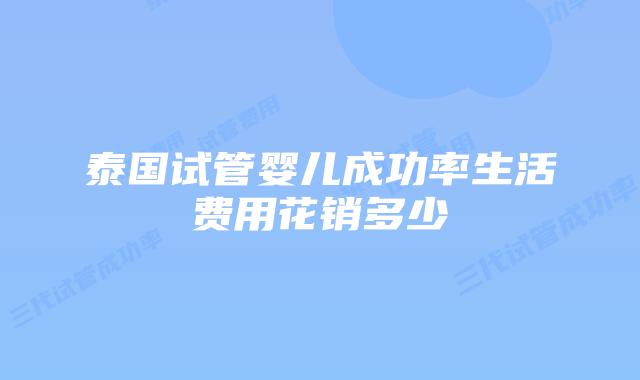 泰国试管婴儿成功率生活费用花销多少