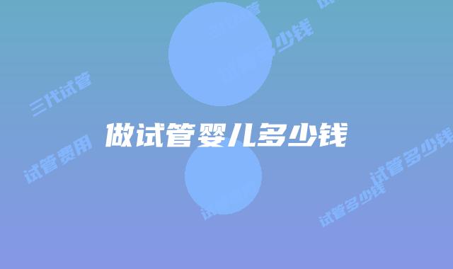 做试管婴儿多少钱