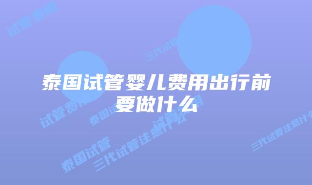 泰国试管婴儿费用出行前要做什么