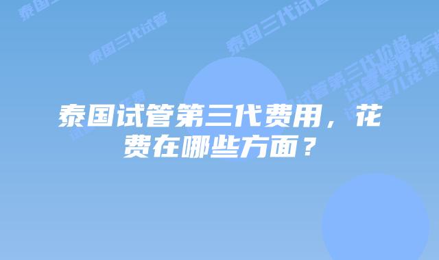 泰国试管第三代费用，花费在哪些方面？