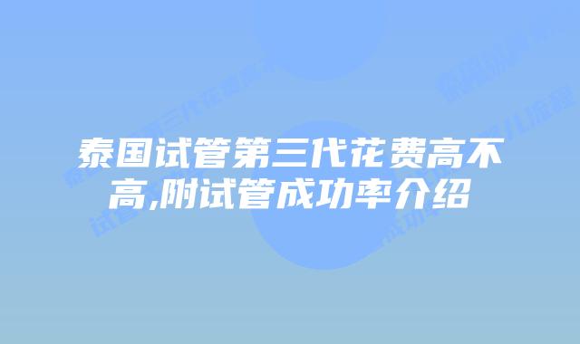 泰国试管第三代花费高不高,附试管成功率介绍