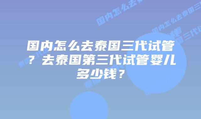 国内怎么去泰国三代试管？去泰国第三代试管婴儿多少钱？