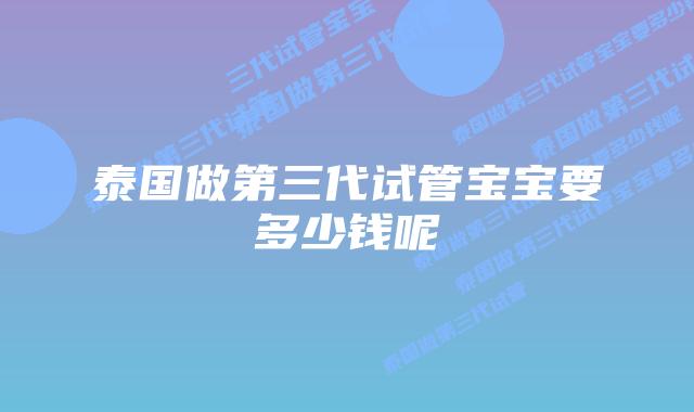 泰国做第三代试管宝宝要多少钱呢