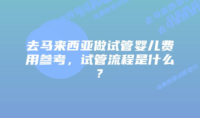 去马来西亚做试管婴儿费用参考，试管流程是什么?