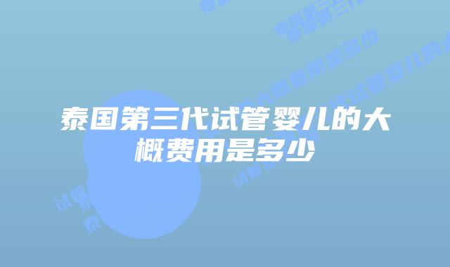 泰国第三代试管婴儿的大概费用是多少