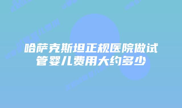 哈萨克斯坦正规医院做试管婴儿费用大约多少