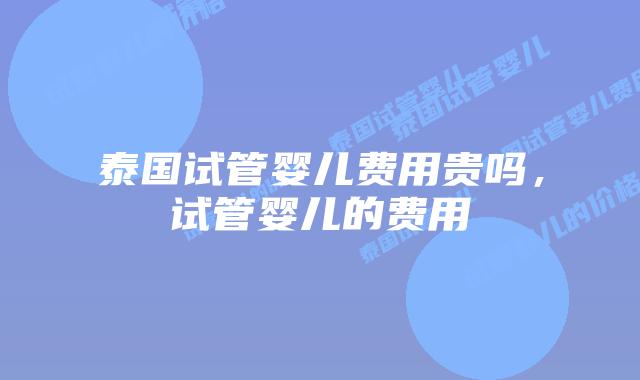 泰国试管婴儿费用贵吗，试管婴儿的费用