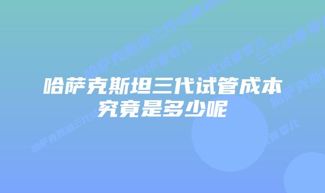 哈萨克斯坦三代试管成本究竟是多少呢