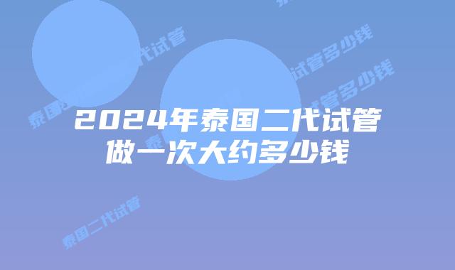 2024年泰国二代试管做一次大约多少钱