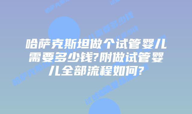 哈萨克斯坦做个试管婴儿需要多少钱?附做试管婴儿全部流程如何?