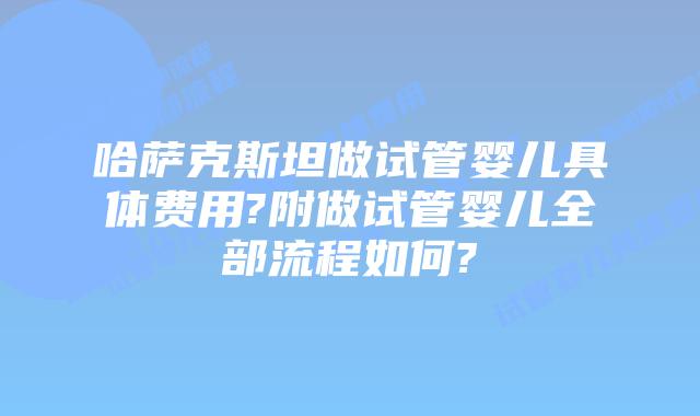 哈萨克斯坦做试管婴儿具体费用?附做试管婴儿全部流程如何?