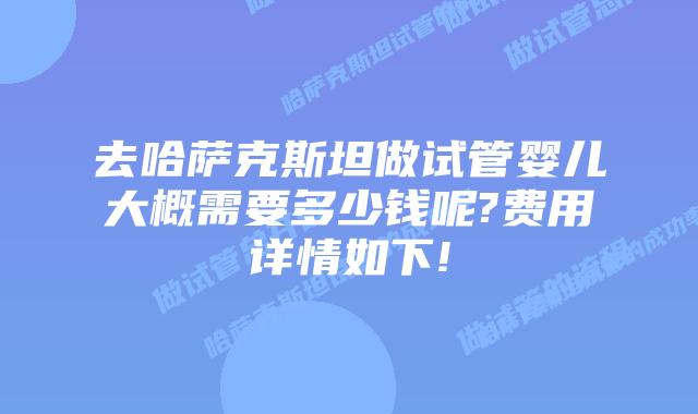 去哈萨克斯坦做试管婴儿大概需要多少钱呢?费用详情如下!