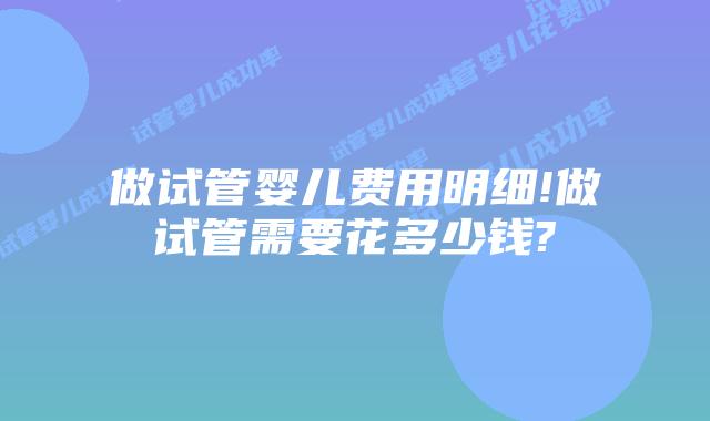 做试管婴儿费用明细!做试管需要花多少钱?