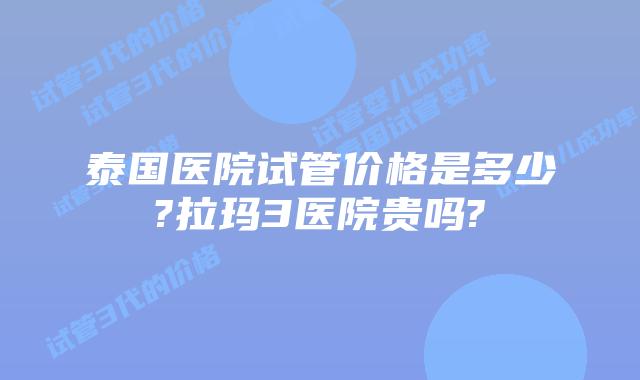 泰国医院试管价格是多少?拉玛3医院贵吗?