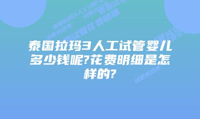 泰国拉玛3人工试管婴儿多少钱呢?花费明细是怎样的?