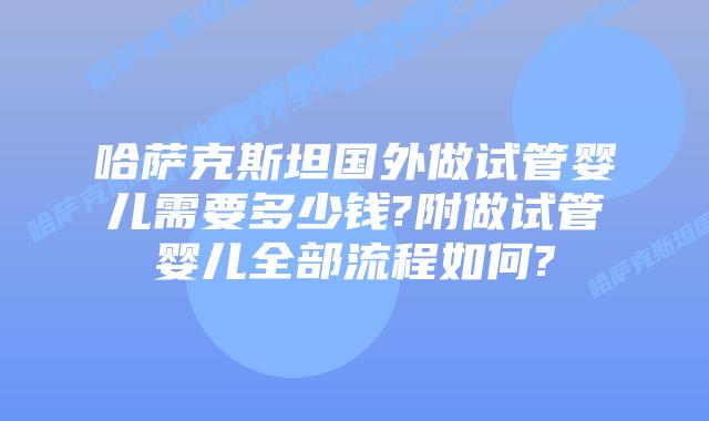 哈萨克斯坦国外做试管婴儿需要多少钱?附做试管婴儿全部流程如何?