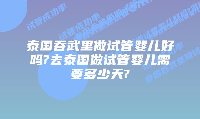 泰国吞武里做试管婴儿好吗?去泰国做试管婴儿需要多少天?
