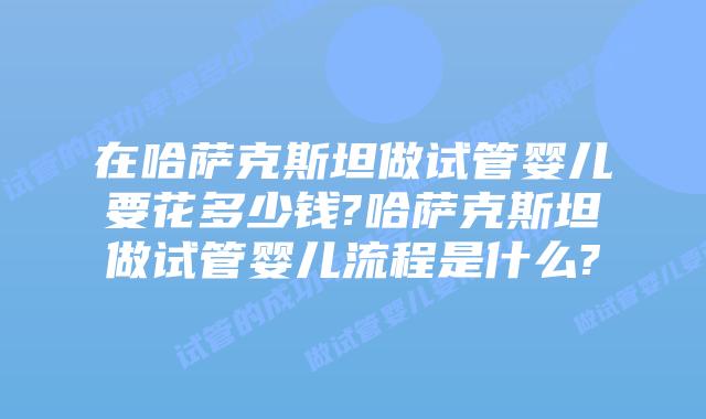 在哈萨克斯坦做试管婴儿要花多少钱?哈萨克斯坦做试管婴儿流程是什么?