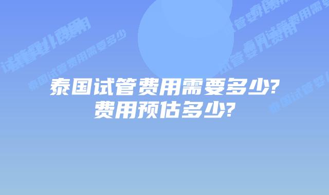 泰国试管费用需要多少?费用预估多少?