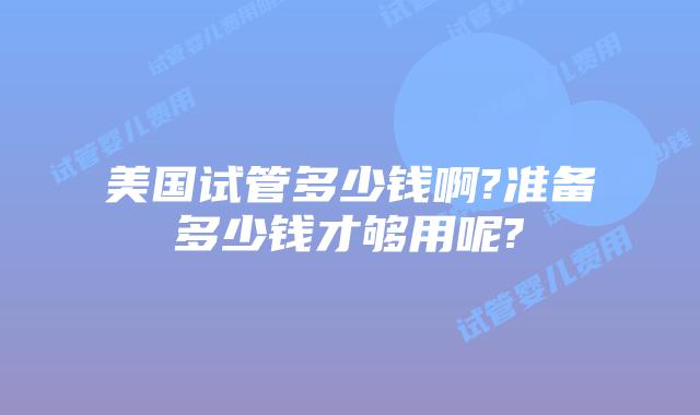 美国试管多少钱啊?准备多少钱才够用呢?