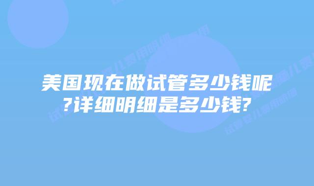 美国现在做试管多少钱呢?详细明细是多少钱?