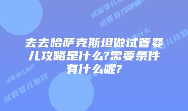 去去哈萨克斯坦做试管婴儿攻略是什么?需要条件有什么呢?