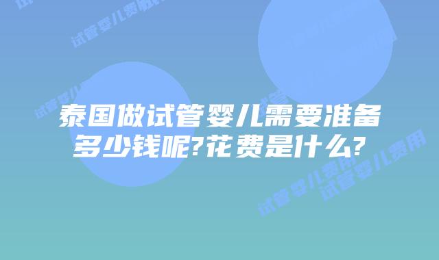 泰国做试管婴儿需要准备多少钱呢?花费是什么?