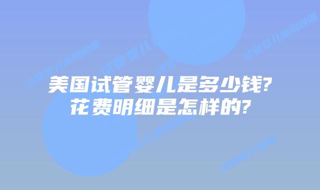美国试管婴儿是多少钱?花费明细是怎样的?