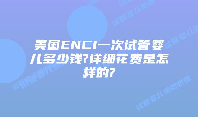 美国ENCI一次试管婴儿多少钱?详细花费是怎样的?