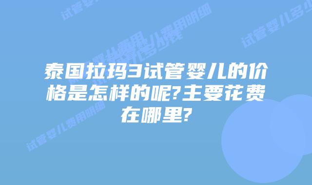 泰国拉玛3试管婴儿的价格是怎样的呢?主要花费在哪里?