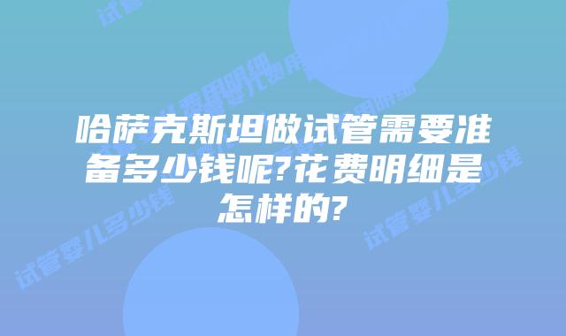 哈萨克斯坦做试管需要准备多少钱呢?花费明细是怎样的?