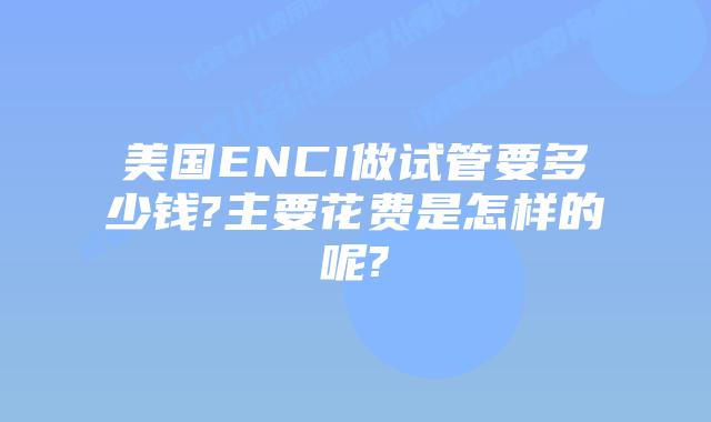 美国ENCI做试管要多少钱?主要花费是怎样的呢?